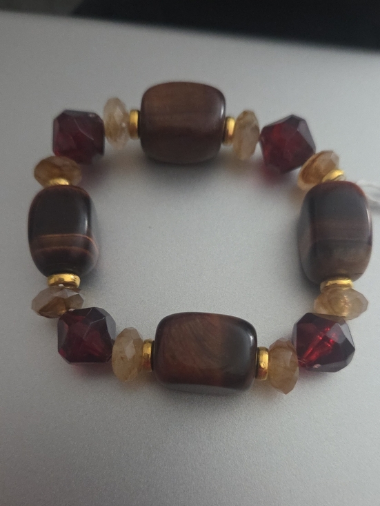 Jewelry - Brown and Garnet Beaded Stretch Bracelet